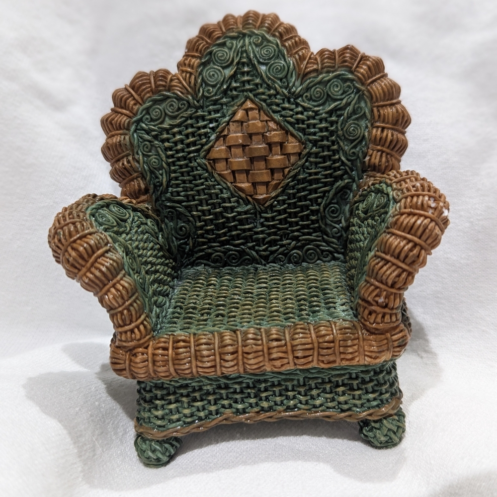 4/$20 Vintage Cherison Miniature Wicker Chair Hand Painted Cottage Decor